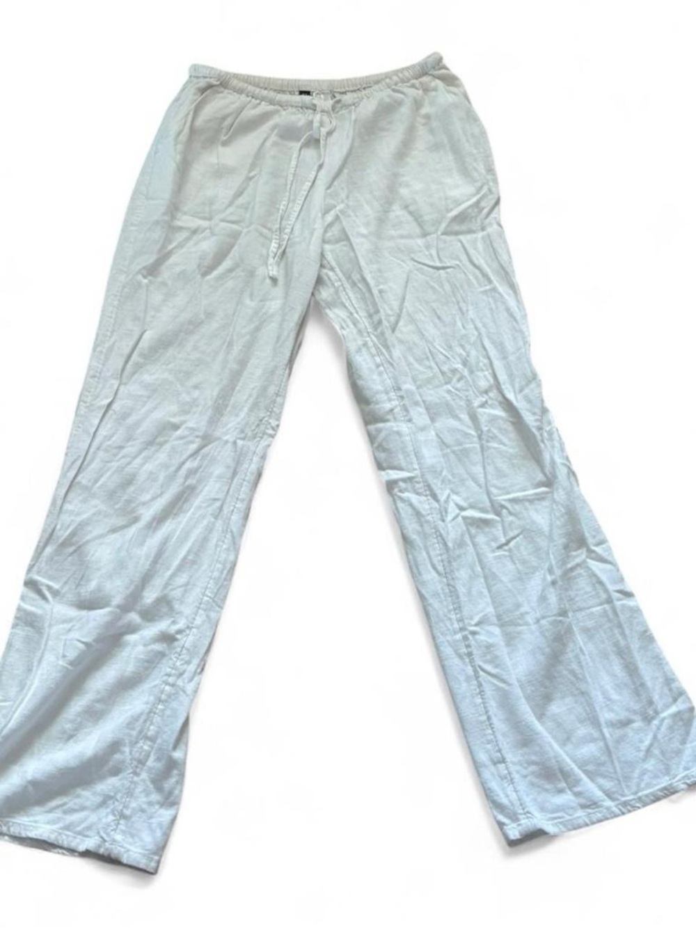 Lightweight White Linen Drawstring Lounge Pants